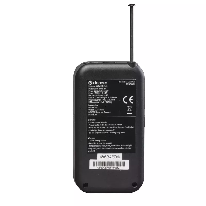 DENVER DAH-126 Analog Digital DAB FM 10W Personālais radio