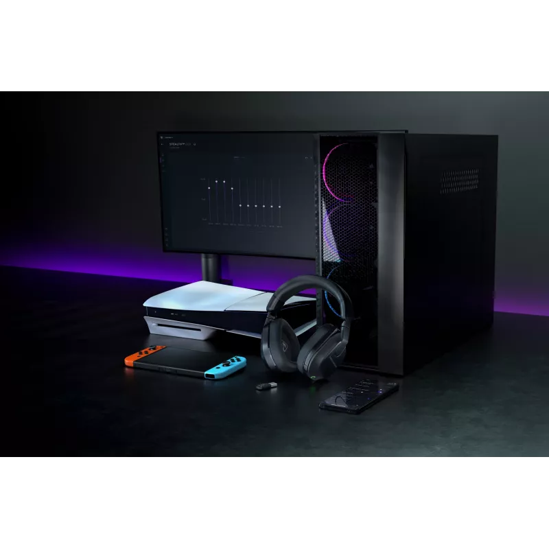 Turtle Beach Stealth 600 Melns PlayStation bezvadu spēļu austiņas ar līdz 80 stundu baterijas darbības laiku, 50 mm skaļruņiem un Bluetooth savienojumu PS5, PS4, PC un mobilajām ierīcēm