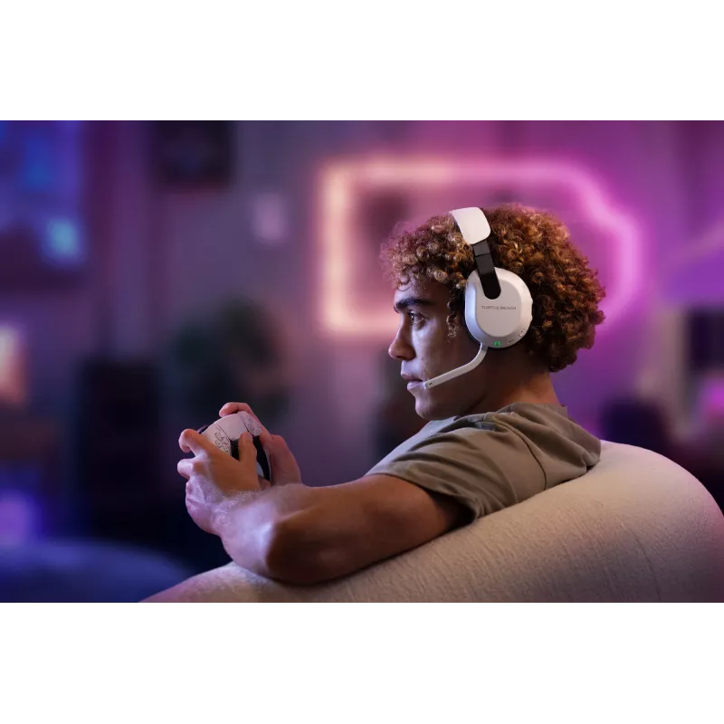 Turtle Beach Stealth 600 baltas PlayStation bezvadu spēļu austiņas ar līdz 80 stundu akumulatoru, 50 mm skaļruņiem un Bluetooth priekš PS5, PS4, PC un mobilajām ierīcēm