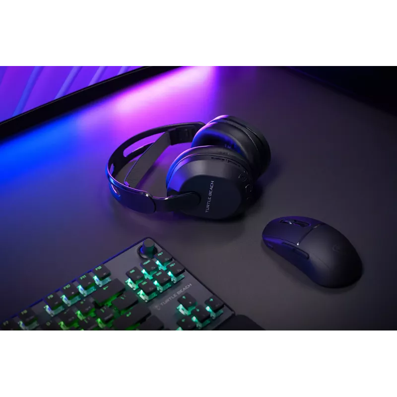 Turtle Beach Stealth 500 melnas bezvadu spēļu austiņas PlayStation ar līdz 40 stundu akumulatora darbību un Bluetooth savienojumu, piemērotas PS5, PS4, PC un mobilajām ierīcēm