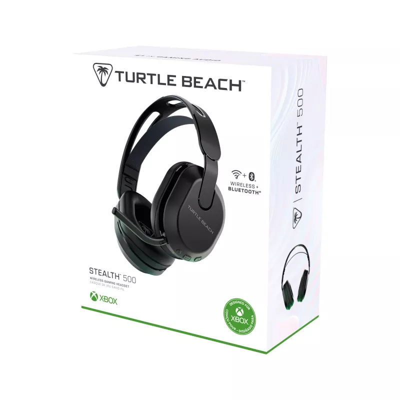 Turtle Beach Stealth 500 melna bezvadu spēļu austiņa Xbox ar līdz 40 stundu akumulatora darbības laiku Xbox Series X/S, Xbox One un darbībai, izmantojot Bluetooth, ar datoru un mobilajām ierīcēm
