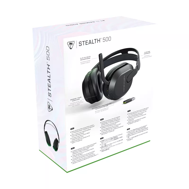 Turtle Beach Stealth 500 melna bezvadu spēļu austiņa Xbox ar līdz 40 stundu akumulatora darbības laiku Xbox Series X/S, Xbox One un darbībai, izmantojot Bluetooth, ar datoru un mobilajām ierīcēm