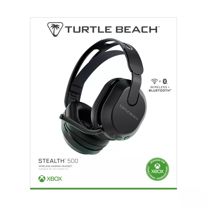 Turtle Beach Stealth 500 melna bezvadu spēļu austiņa Xbox ar līdz 40 stundu akumulatora darbības laiku Xbox Series X/S, Xbox One un darbībai, izmantojot Bluetooth, ar datoru un mobilajām ierīcēm