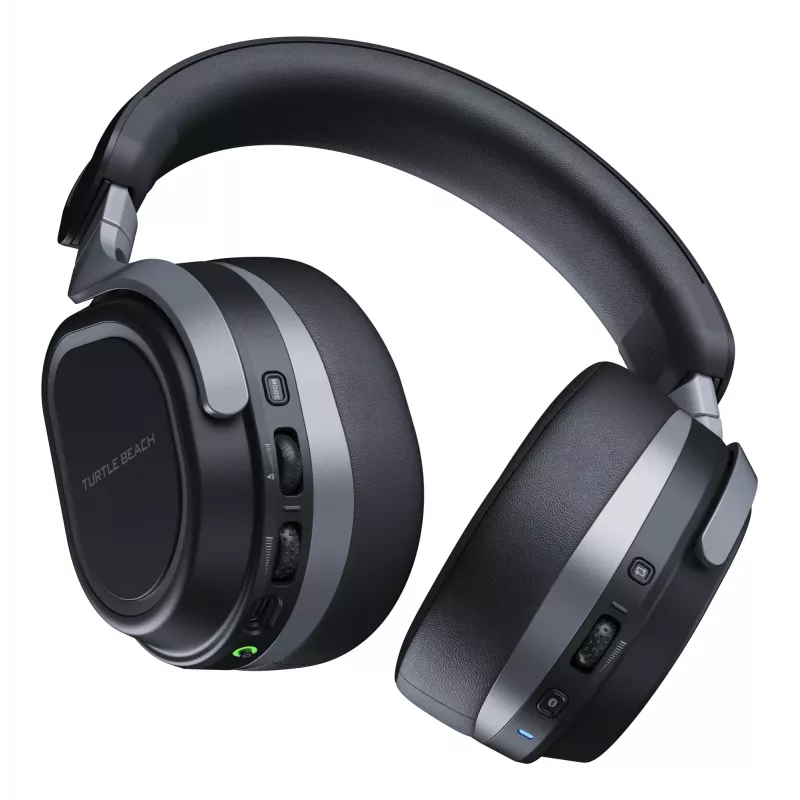Turtle Beach Stealth 700 melnas PlayStation bezvadu spēļu austiņas ar līdz 80 stundu bateriju, Bluetooth, diviem raidītājiem un 60 mm skaļruņiem, paredzētas PS5, PS4, PC un mobilajām ierīcēm