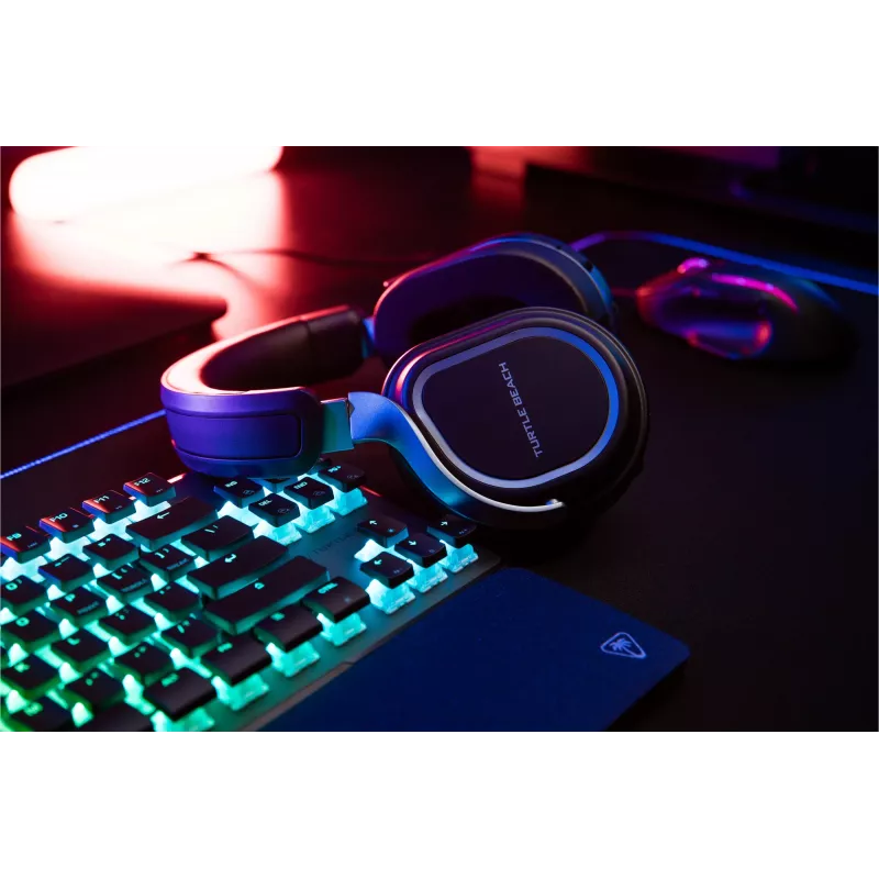 Turtle Beach Stealth 700 melnas PlayStation bezvadu spēļu austiņas ar līdz 80 stundu bateriju, Bluetooth, diviem raidītājiem un 60 mm skaļruņiem, paredzētas PS5, PS4, PC un mobilajām ierīcēm