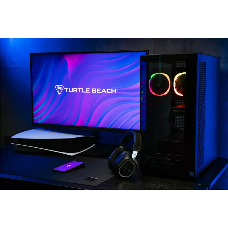 Turtle Beach Stealth 700 melnas PlayStation bezvadu spēļu austiņas ar līdz 80 stundu bateriju, Bluetooth, diviem raidītājiem un 60 mm skaļruņiem, paredzētas PS5, PS4, PC un mobilajām ierīcēm