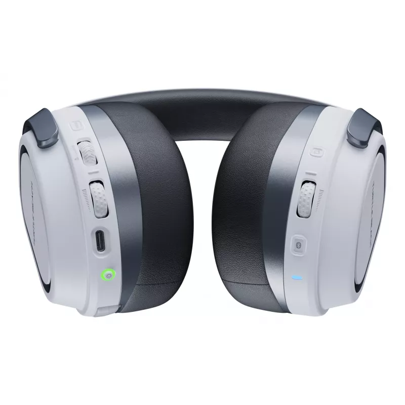 Turtle Beach Stealth 700 balta PlayStation bezvadu spēļu austiņas ar līdz 80 stundu baterijas darbības laiku, Bluetooth, diviem raidītājiem un 60 mm skaļruņiem, paredzētas PS5, PS4, PC un mobilajām ierīcēm