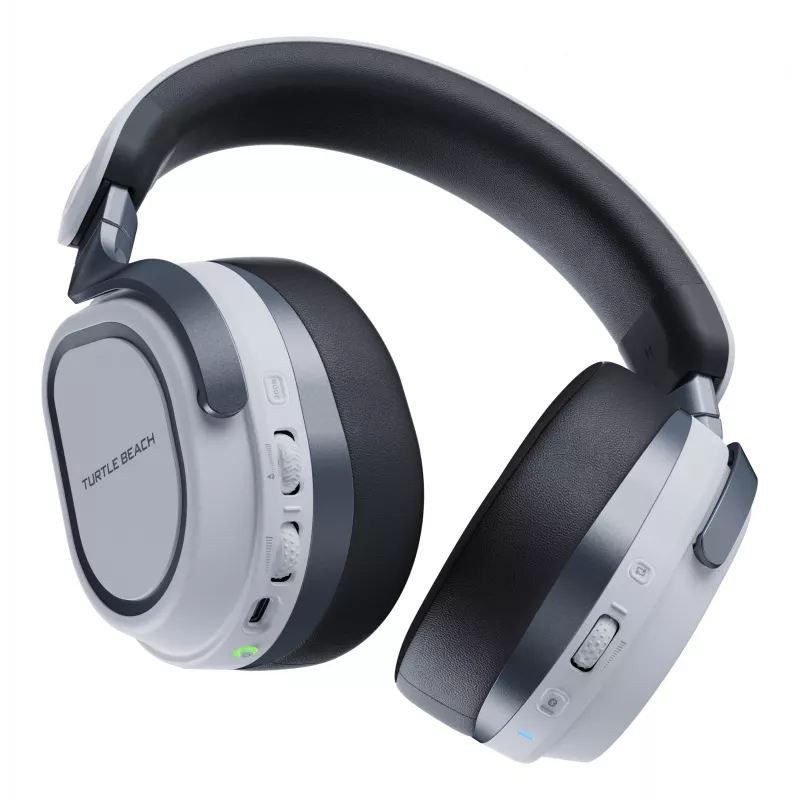 Turtle Beach Stealth 700 balta PlayStation bezvadu spēļu austiņas ar līdz 80 stundu baterijas darbības laiku, Bluetooth, diviem raidītājiem un 60 mm skaļruņiem, paredzētas PS5, PS4, PC un mobilajām ierīcēm