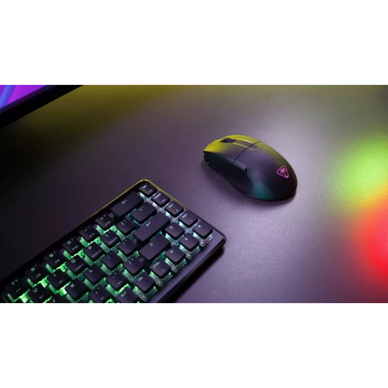 Turtle Beach Pure Air Melns - Īpaši viegla bezvadu ergonomiska RGB spēļu pele, 26K DPI optiskais sensors, 125 stundas baterija, RGB apgaismojums