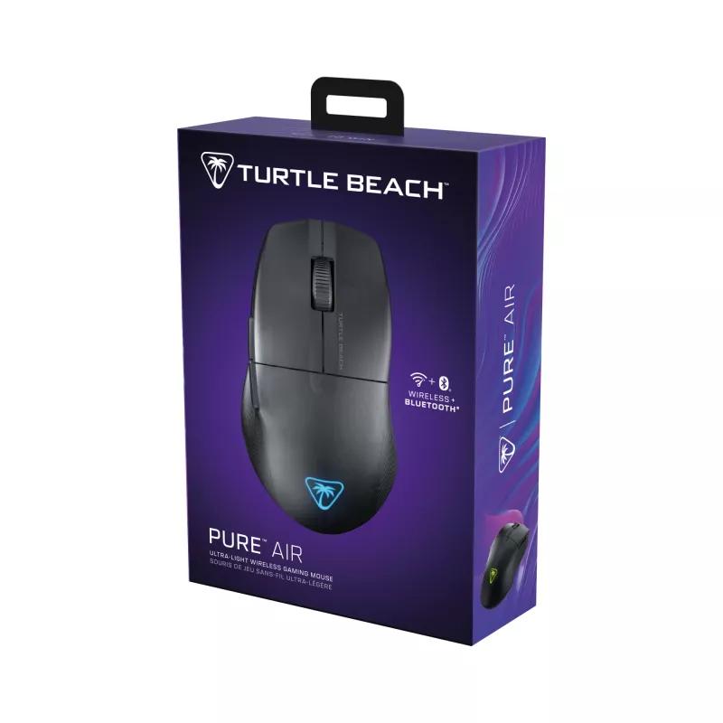 Turtle Beach Pure Air Melns - Īpaši viegla bezvadu ergonomiska RGB spēļu pele, 26K DPI optiskais sensors, 125 stundas baterija, RGB apgaismojums