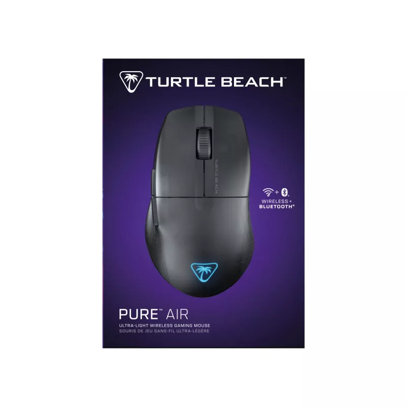Turtle Beach Pure Air Melns - Īpaši viegla bezvadu ergonomiska RGB spēļu pele, 26K DPI optiskais sensors, 125 stundas baterija, RGB apgaismojums
