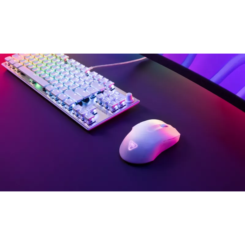 Turtle Beach Pure Air balta - īpaši viegla bezvadu ergonomiska RGB spēļu pele, 26K DPI optiskais sensors, 125 h akumulators, RGB apgaismojums