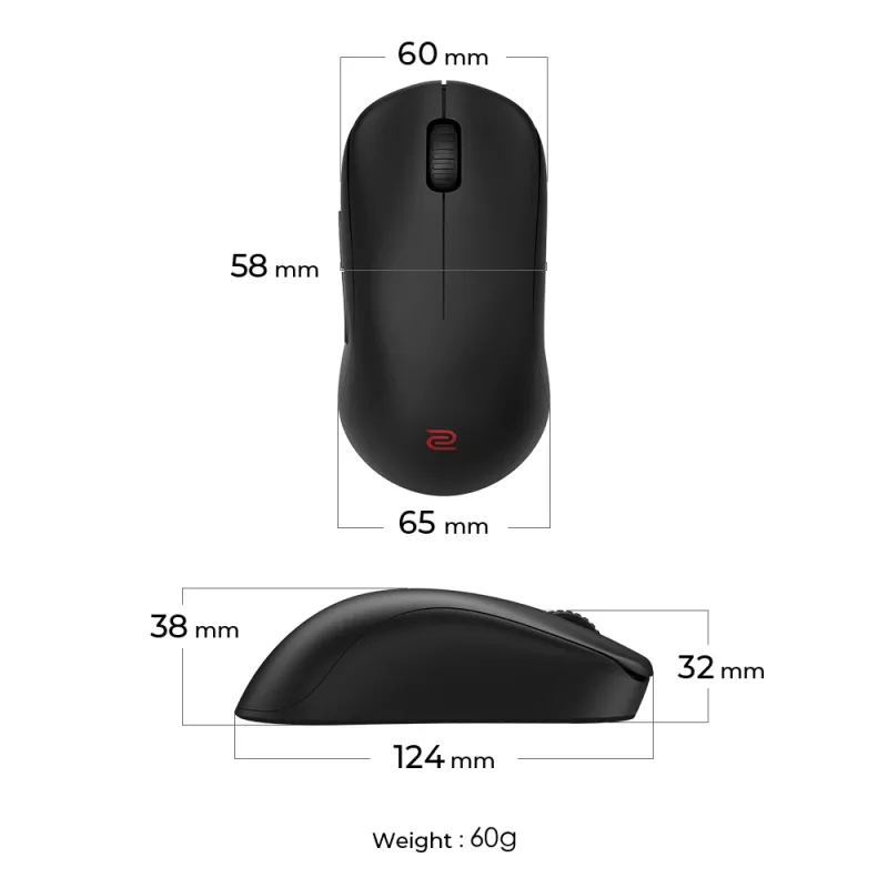 ZOWIE U2 pele Spēlēm Piemērota abām rokām RF Wireless Optiskā 3200 DPI