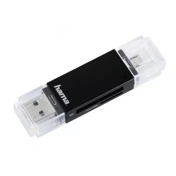 Hama Basic USB 2.0 OTG karšu lasītājs, SD/microSD, melns