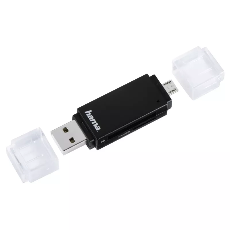 Hama Basic USB 2.0 OTG karšu lasītājs, SD/microSD, melns