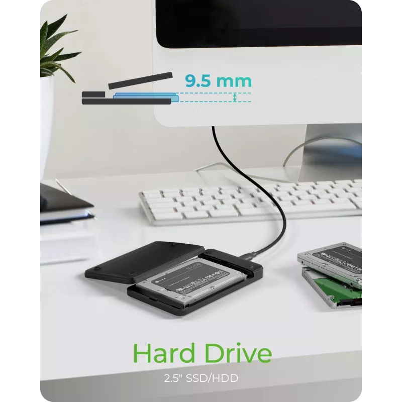 ICY BOX IB-201T-CU31 SSD korpuss Melns 2.5 collas