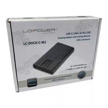 SSD korpuss LC-Power LC-DOCK-C-M2 2 M.2 diskdziņiem 10 Gbit/s Antracīts