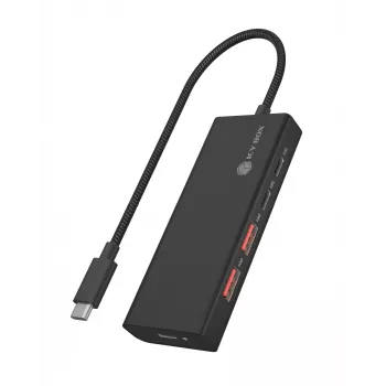 ICY BOX IB-HUB1436-CPD vadu USB 3.2 Gen 2 (3.1 Gen 2) Type-A melns