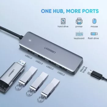 Ugreen 70336 saskarnes centrmezgls USB 3.2 Gen 1 (3.1 Gen 1) Type-C 5000 Mbit/s
