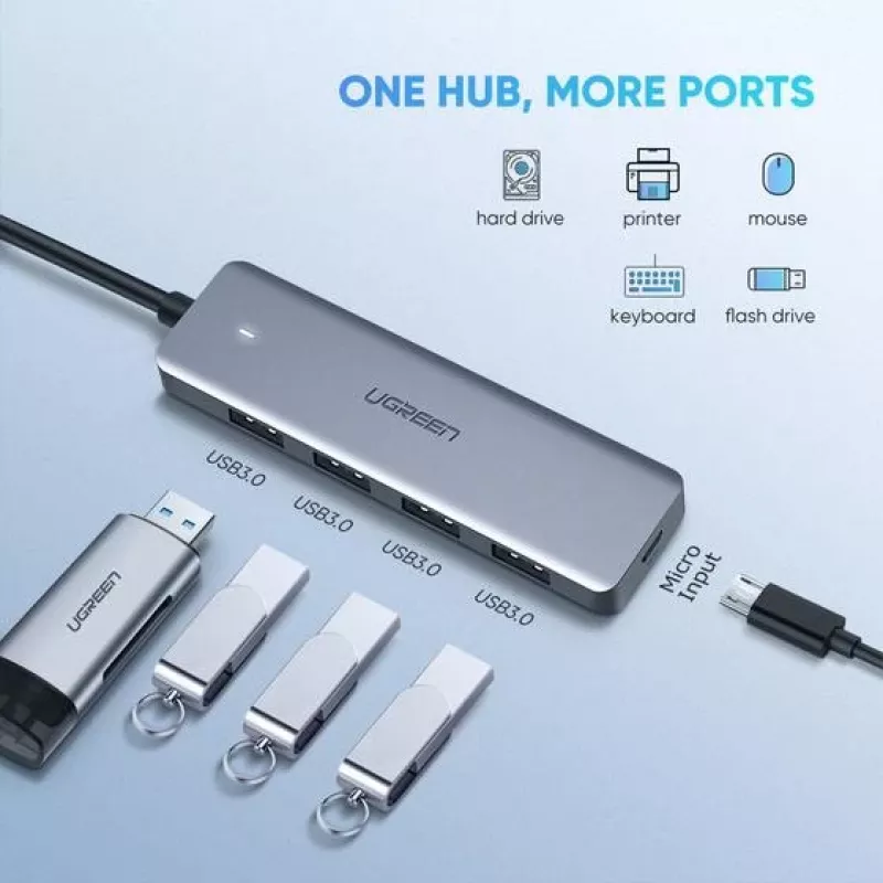 Ugreen 70336 saskarnes centrmezgls USB 3.2 Gen 1 (3.1 Gen 1) Type-C 5000 Mbit/s