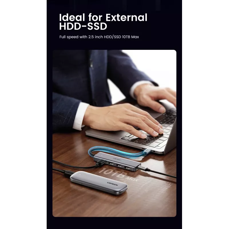 Ugreen 70336 saskarnes centrmezgls USB 3.2 Gen 1 (3.1 Gen 1) Type-C 5000 Mbit/s