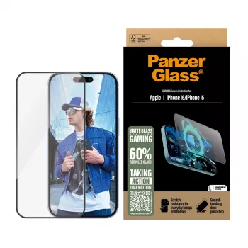 PanzerGlass ® Gaming ekrāna aizsargs iPhone 16 | 15 | Ultra-Wide Fit