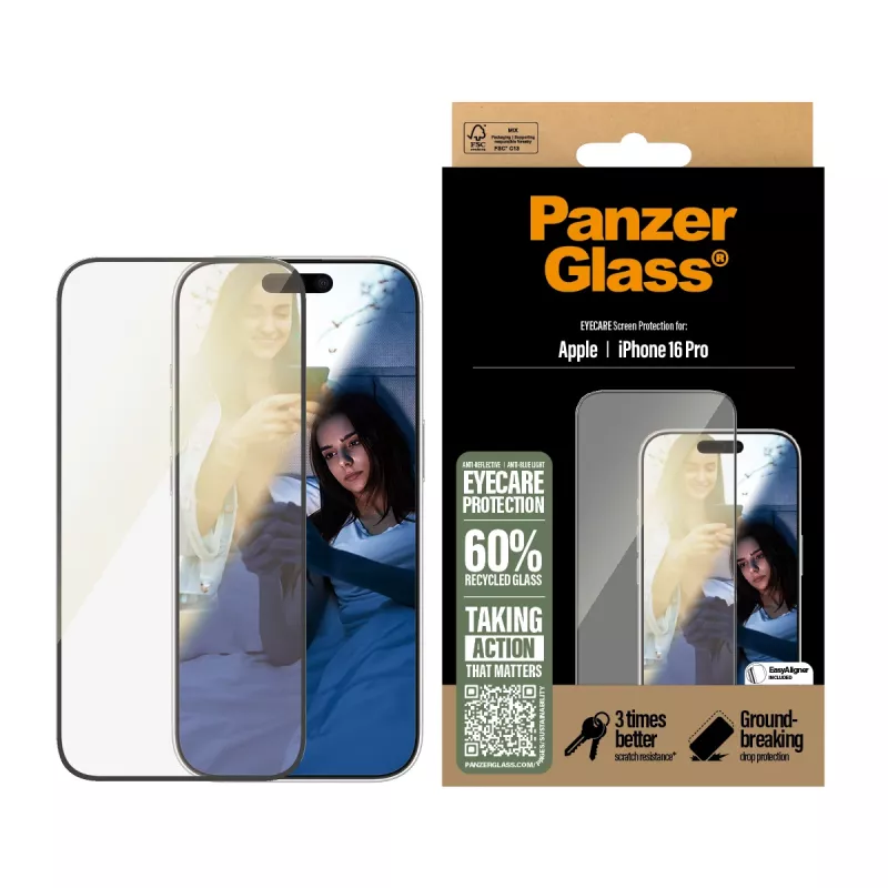 PanzerGlass EyeCare ekrāna aizsargs iPhone '24 6,3 collu Pro Ultra-Wide Fit