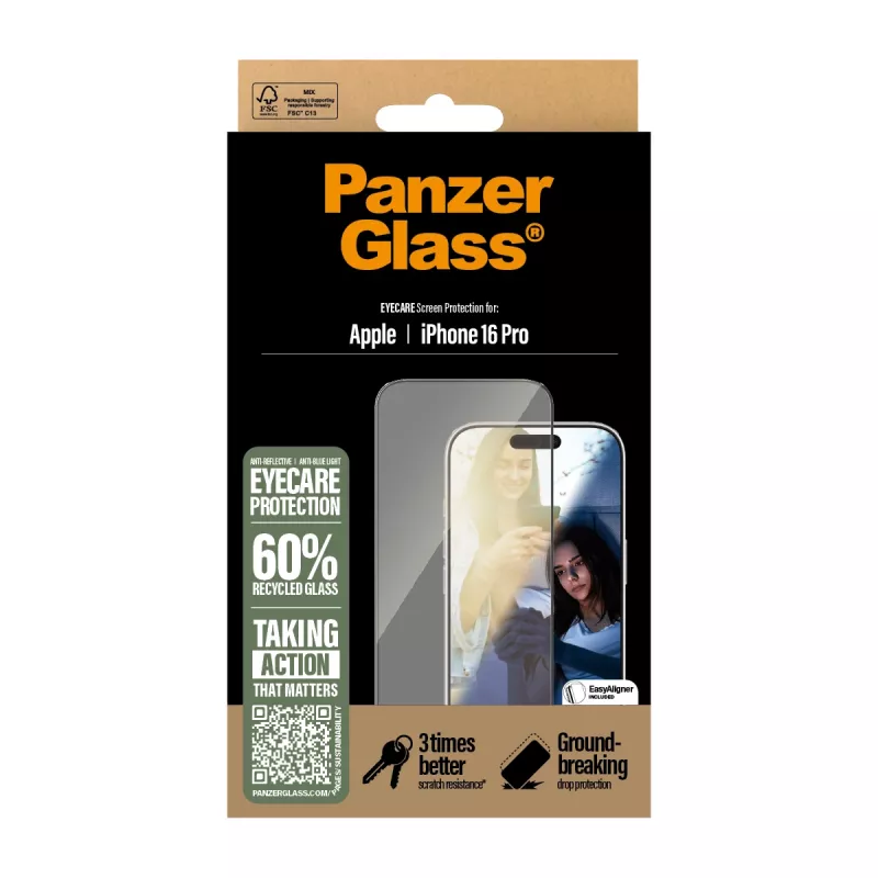 PanzerGlass EyeCare ekrāna aizsargs iPhone '24 6,3 collu Pro Ultra-Wide Fit