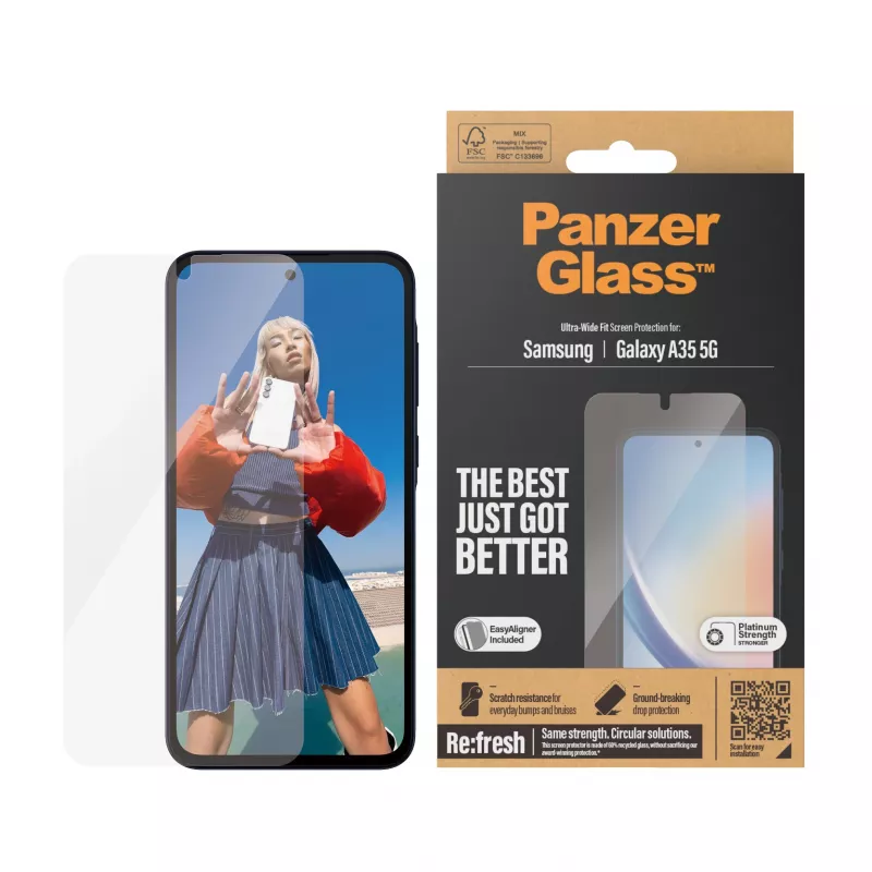 PanzerGlass ® ekrāna aizsargs Samsung Galaxy A35 5G | Ultra-Wide Fit ar EasyAligner