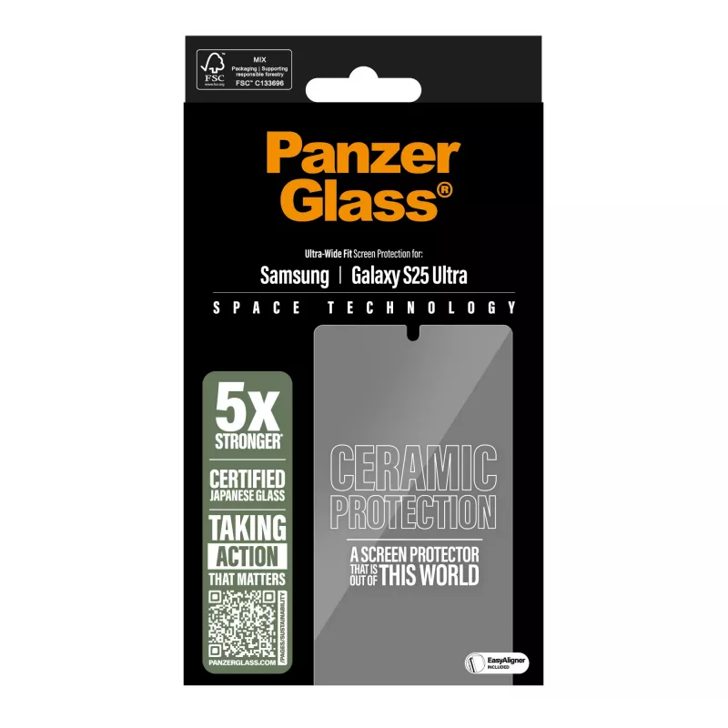 PanzerGlass ® Keramikas ekrāna aizsargs Samsung Galaxy S25 Ultra | Īpaši plata piegulšana ar EasyAligner