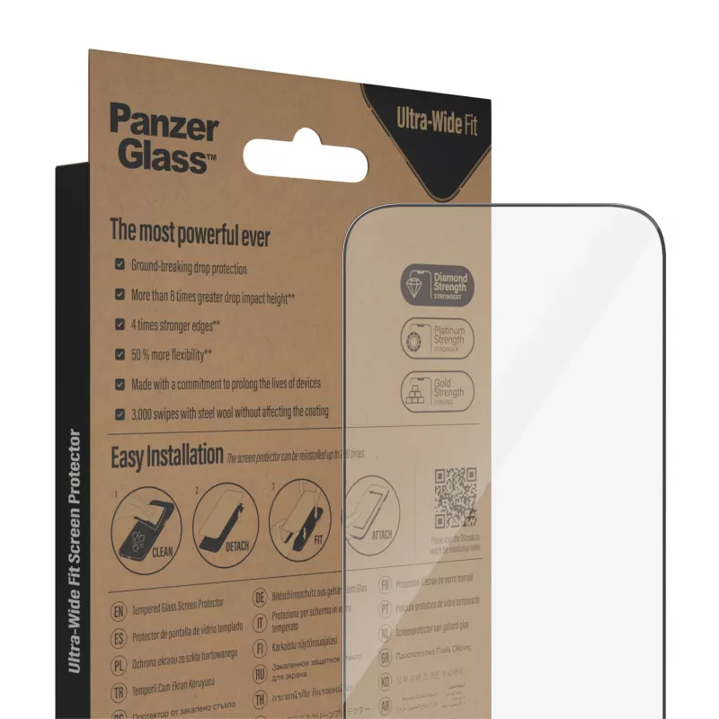 Ekrāna aizsargs PanzerGlass Apple iPhone 14 Pro Ultra-Wide Fit pret skrāpējumiem triecieniem izturīgs