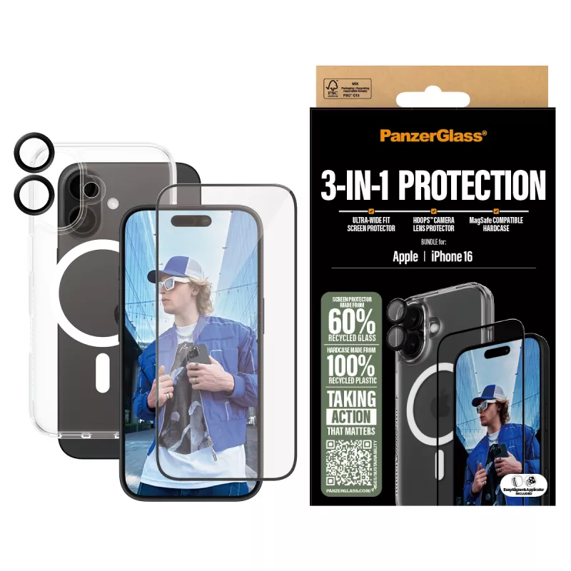 3-in-1 aizsardzības komplekts PanzerGlass iPhone '24 6.1 collas