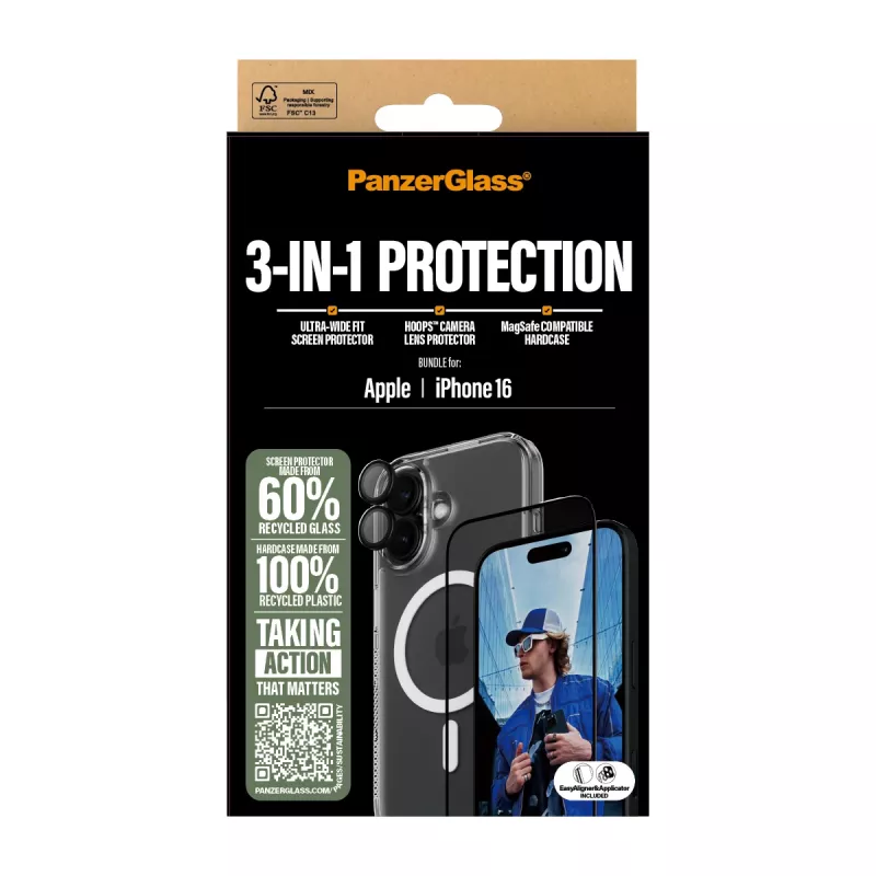 3-in-1 aizsardzības komplekts PanzerGlass iPhone '24 6.1 collas