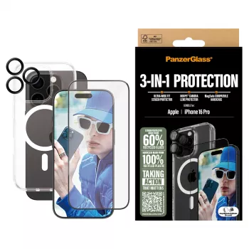 3-in-1 aizsardzības komplekts PanzerGlass iPhone '24 6.3 collu Pro