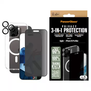 PanzerGlass® 3-in-1 privātuma aizsardzības komplekts iPhone 16 Pro Max