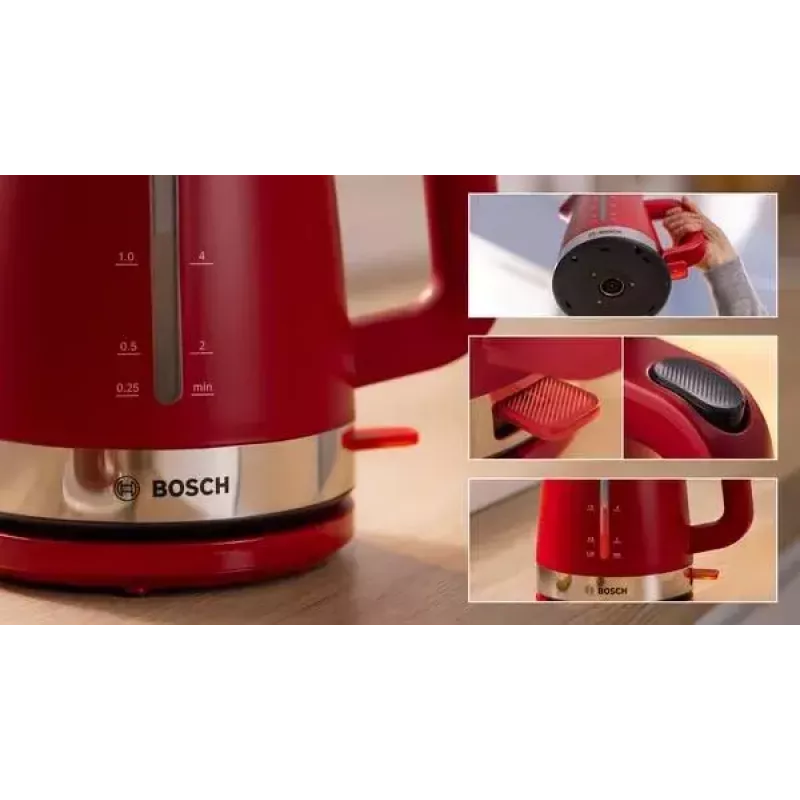 Bosch TWK4M224 elektriskā tējkanna 1,7 l 2400 W sarkana