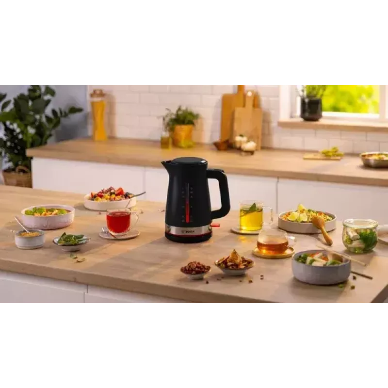 Elektriskā tējkanna Bosch TWK4M223 1,7 L 2400 W, melna, bezvada, slēpts sildelements