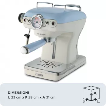 Ariete 1389 Vintage Espresso kafijas automāts - Espresso kafijas automāts maltai kafijai vai ESE spilventiņiem, gaiši zilā krāsā