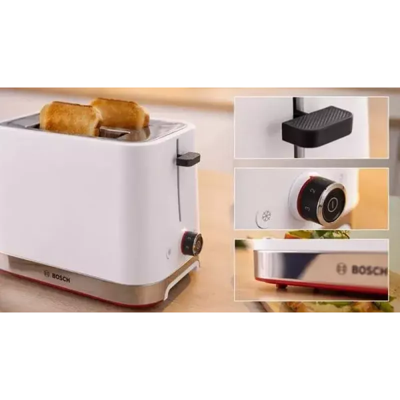 Tosteris Bosch TAT4M221 2 šķēlēm 950 W Balts Nerūsējošais tērauds