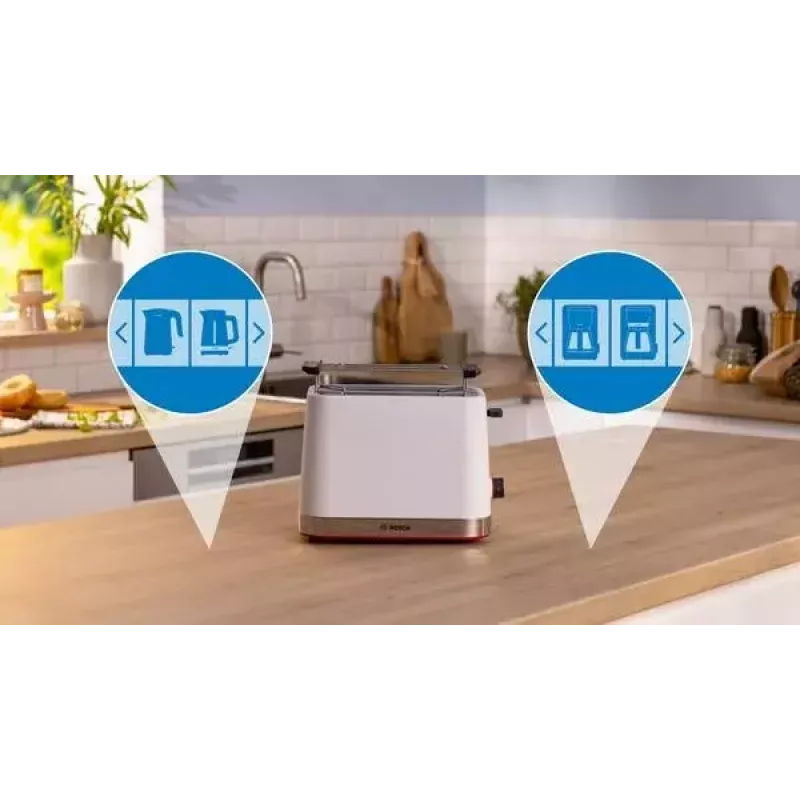 Tosteris Bosch TAT4M221 2 šķēlēm 950 W Balts Nerūsējošais tērauds