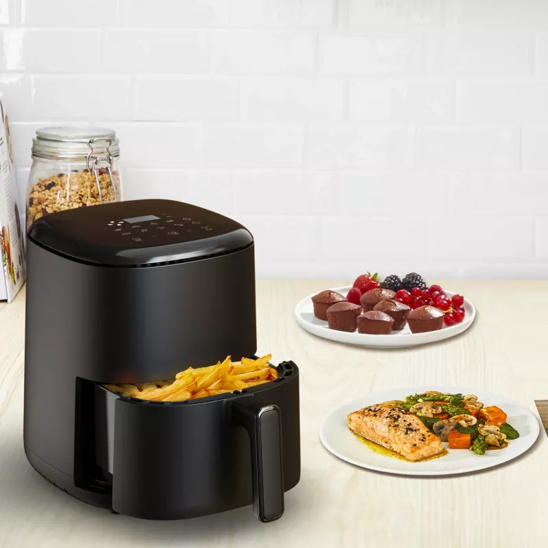 Karstā gaisa cepeškrāsns Tefal Easy Fry EY145810 — 3 L ietilpība, 1300 W, skārienvadība, LCD displejs, melna