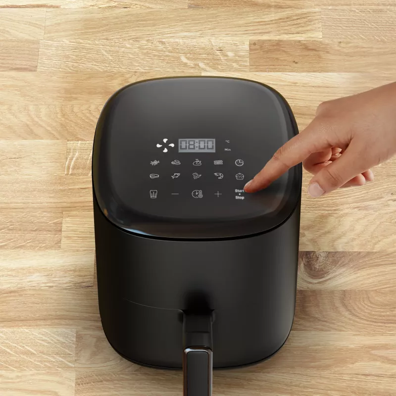 Karstā gaisa cepeškrāsns Tefal Easy Fry EY145810 — 3 L ietilpība, 1300 W, skārienvadība, LCD displejs, melna