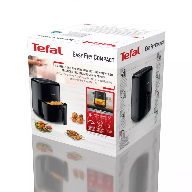 Karstā gaisa cepeškrāsns Tefal Easy Fry EY145810 — 3 L ietilpība, 1300 W, skārienvadība, LCD displejs, melna