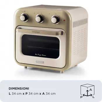 Ariete 4632 Gaisa fritieris un cepeškrāsns Vintage, 1400W, 2in1, Tilpums 16L, Piederumi iekļauti, Taimeris 60 minūtes, Dubultstikls, Bēšs