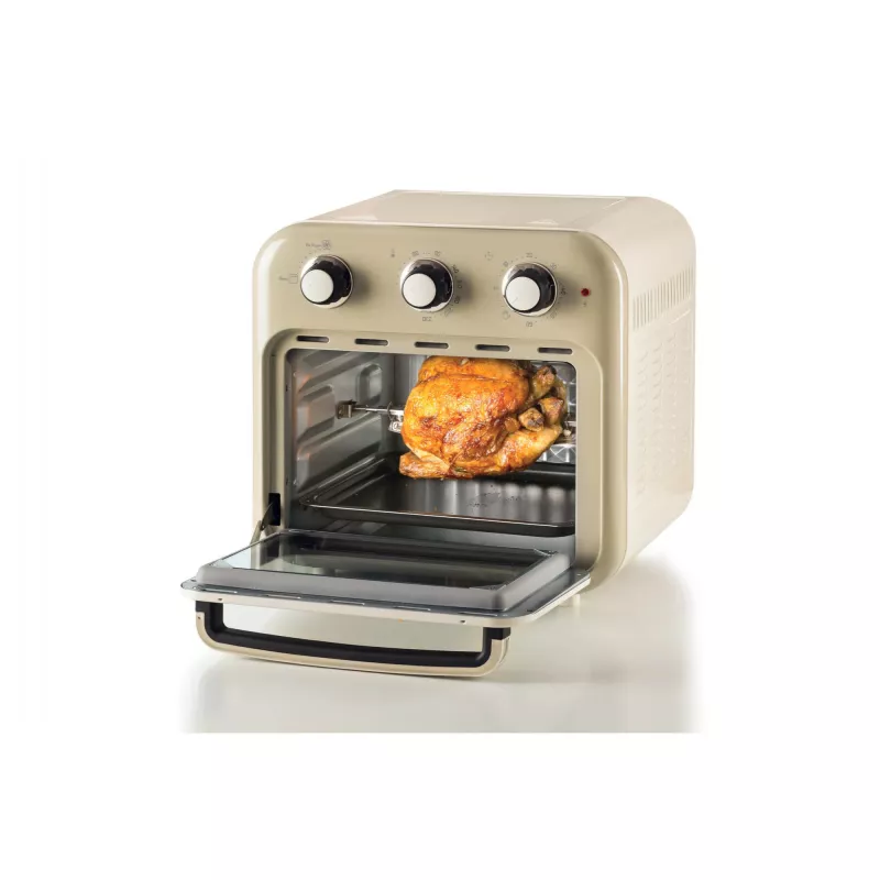 Ariete 4632 Gaisa fritieris un cepeškrāsns Vintage, 1400W, 2in1, Tilpums 16L, Piederumi iekļauti, Taimeris 60 minūtes, Dubultstikls, Bēšs