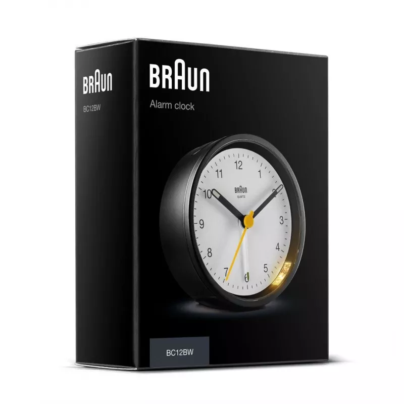 Braun BC12BW kvarca modinātājpulkstenis melns, balts