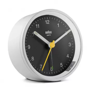 Braun BC12WB kvarca modinātājpulkstenis melnā, baltā krāsā