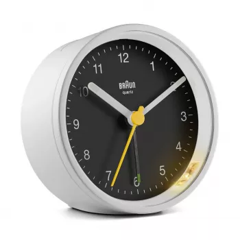 Braun BC12WB kvarca modinātājpulkstenis melnā, baltā krāsā