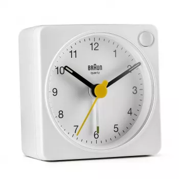 Braun BC02XW kvarca modinātājpulkstenis Balts