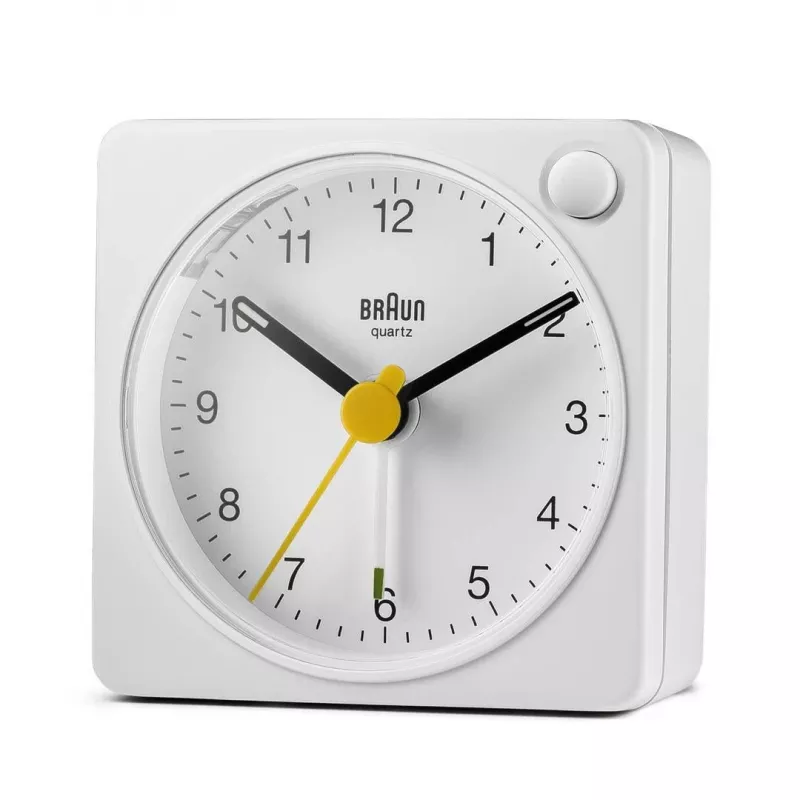 Braun BC02XW kvarca modinātājpulkstenis Balts